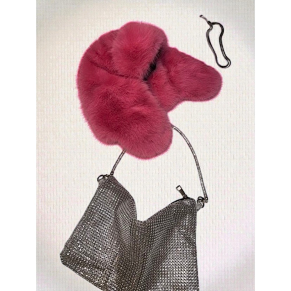 Hot Pink Faux‎ Fur Trapper Hat Aviator Festival Rave Y2K Fluffy Winter